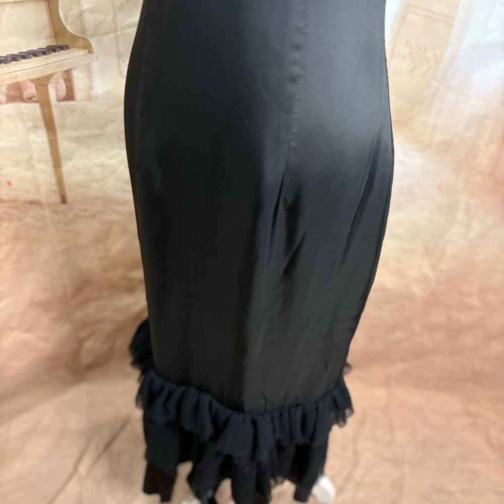 NEW BROCK Quirinale Woven Dress Black Ruffle Midi Dress - Picture 9 of 16